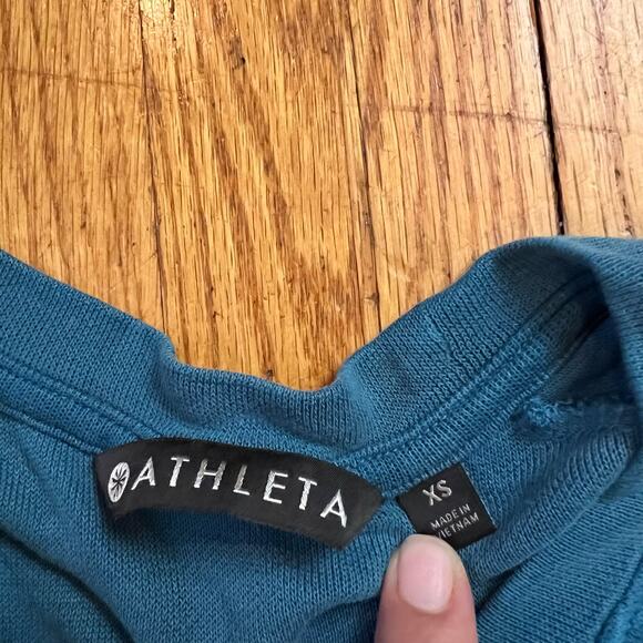 Athleta Shirt Womens XS High Serenity Criss Cross Sweatshirt Teal Blue Green - Picture 4 of 8